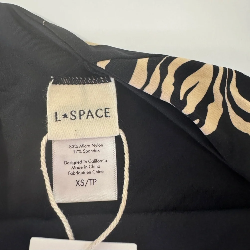 NWT L*Space High Tide Bikini Bottom XS Black Floral Retro High Waist